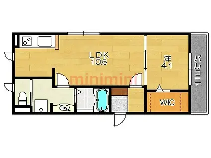 ルフレ東中条(1LDK/3階)の間取り写真