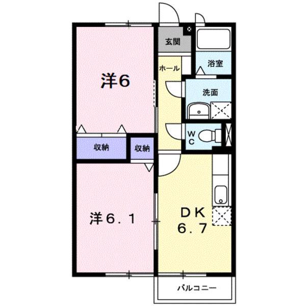 サンシャイン22A(2DK/2階)の間取り写真