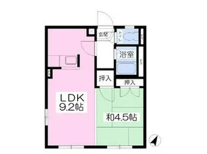 エステート麗 A棟(ワンルーム/1階)の間取り写真