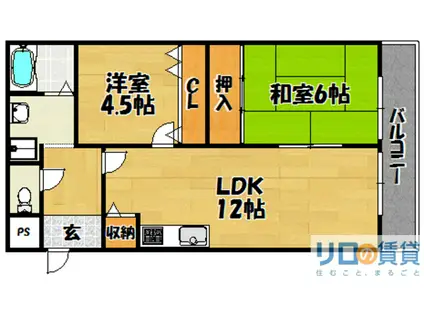 グランフェルティ(2LDK/3階)の間取り写真