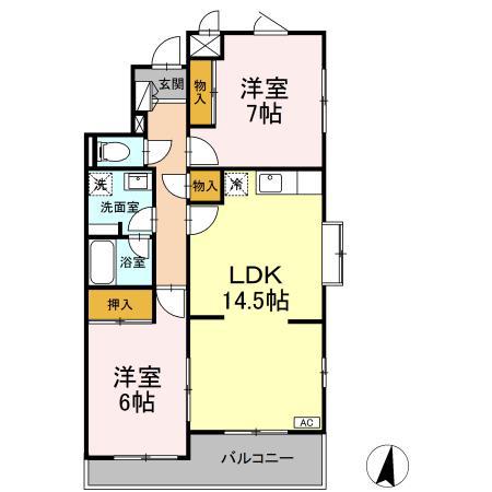 メゾン1217(2LDK/3階)の間取り写真