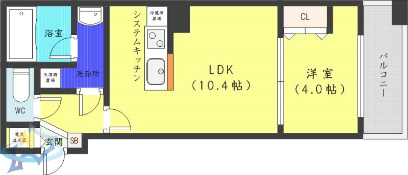 アルファタワー札幌南4条(1LDK/14階)の間取り写真