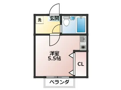 ヴィラージュ神谷(1K/1階)の間取り写真