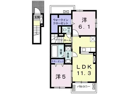 シャノワール B(2LDK/2階)の間取り写真