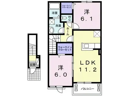 ファミールFUL FUL A(2LDK/2階)の間取り写真