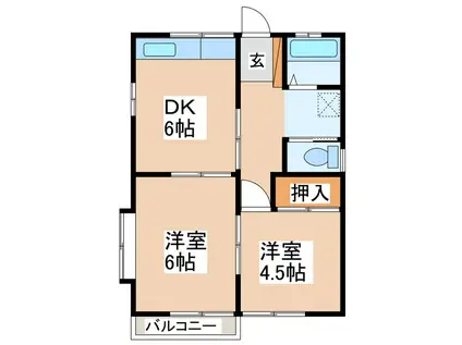 美岳荘(2DK/2階)の間取り写真
