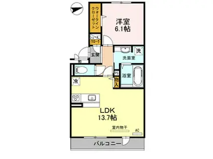カーサ高善 A棟(1LDK/2階)の間取り写真
