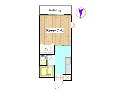 シャトルハイツII(1K/2階)の間取り写真