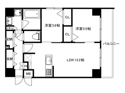 モダンパラッツォ箱崎GRACE(2K/3階)の間取り写真