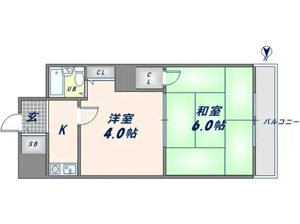 マンションプレザント(1DK/10階)の間取り写真