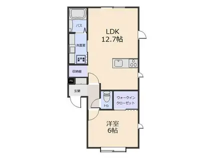 BATEAU LAVOIR (1LDK/2階)の間取り写真