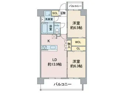 エトワール本郷駅前(2LDK/5階)の間取り写真