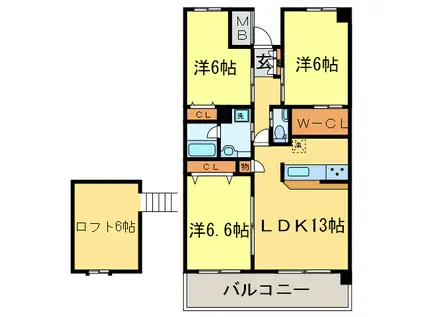 CENTRAL SQUARE イースト COURT(3LDK/4階)の間取り写真