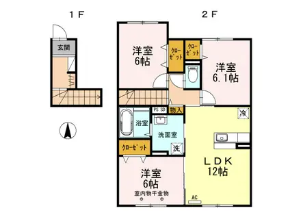 SAKURA(3LDK/2階)の間取り写真