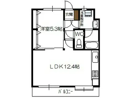 第2車コーポラス(1LDK/3階)の間取り写真