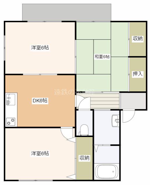 サンパティークII(3DK/1階)の間取り写真