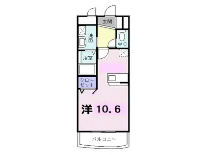 シャンドフレーズII(ワンルーム/3階)の間取り写真