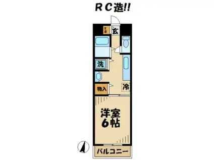 クライムラビーン(1K/4階)の間取り写真