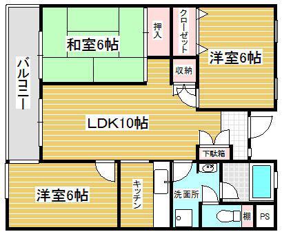 RJR与野(3LDK/2階)の間取り写真