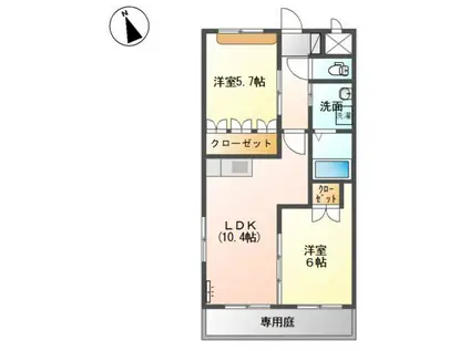 スカイコート(2LDK/1階)の間取り写真