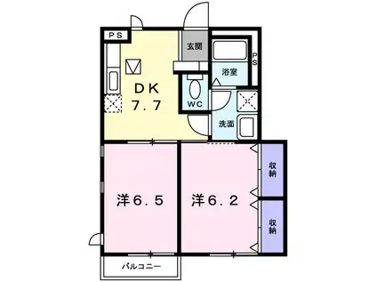 ニューシティサイトーA(2DK/1階)の間取り写真