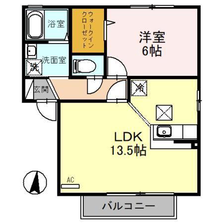 アンバサダーヒルズC棟(1LDK/1階)の間取り写真