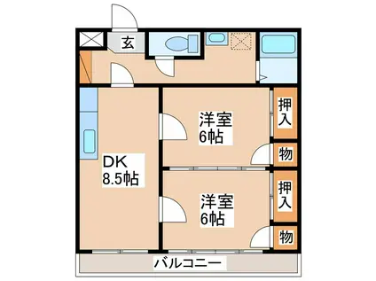アップルガーデンコーポⅡ(2LDK/1階)の間取り写真