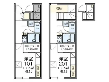 レオパレスシャンテC(1K/1階)の間取り写真