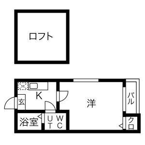 ルーエ 2番館(1K/1階)の間取り写真