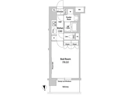 WORLD RESIDENCE 大手町(1K/3階)の間取り写真
