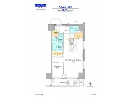 プラウドフラット浅草(1LDK/4階)の間取り写真