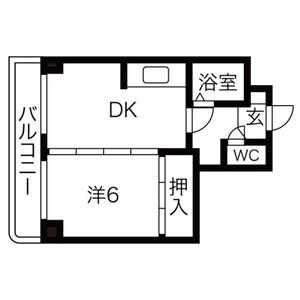 グランビュー中島公園(1DK/8階)の間取り写真