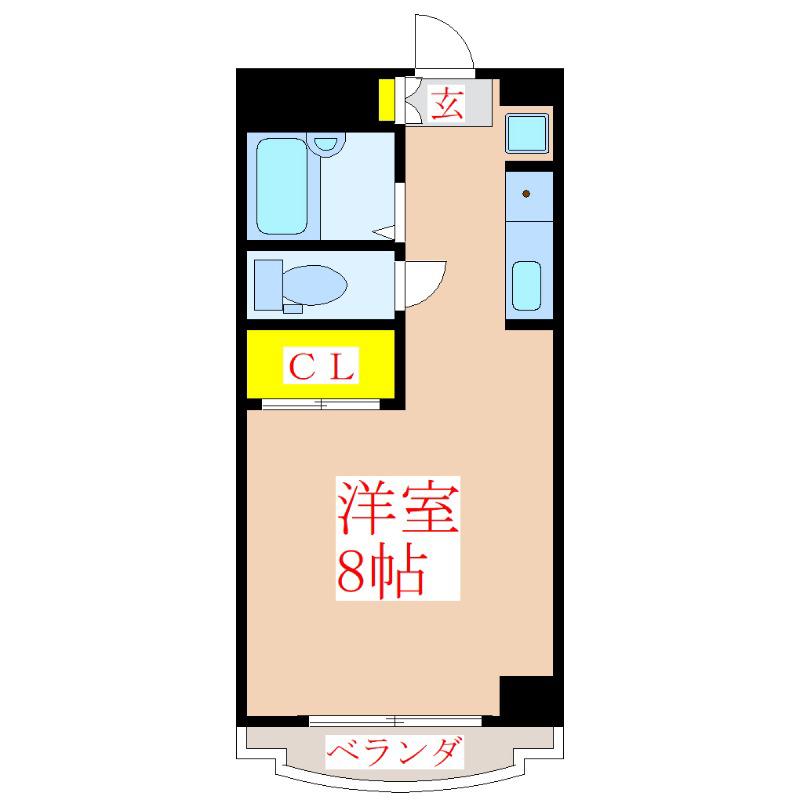 エミネンス隼人塚(ワンルーム/1階)の間取り写真