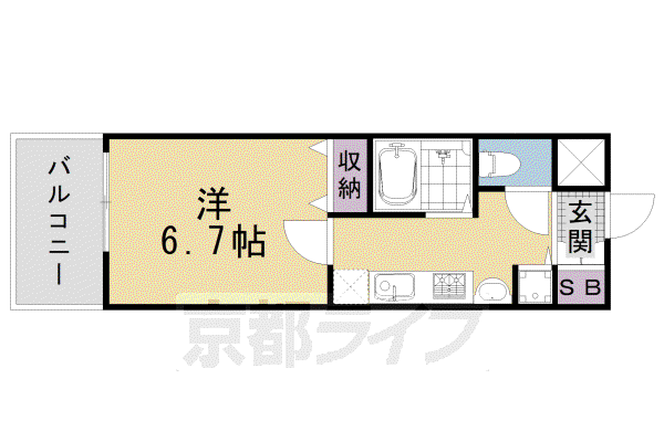 アスヴェル京都御所前II(1K/2階)の間取り写真