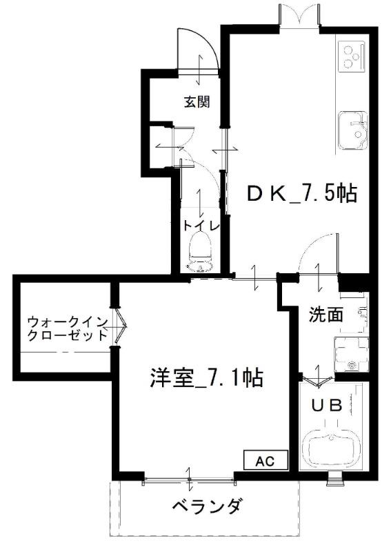 フルール池之尻(1DK/1階)の間取り写真