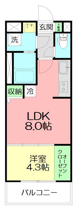 LIEBE WATANABE(1LDK/4階)の間取り写真