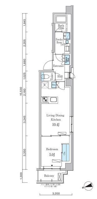 パークアクシス市谷左内町(1LDK/5階)の間取り写真