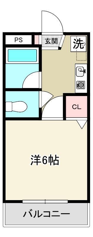 レジデンス徳島(1K/2階)の間取り写真
