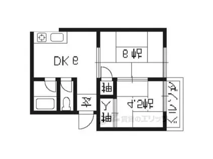 ガーデンハイツ安井(2DK/1階)の間取り写真