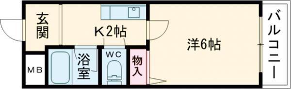 サンシャイン曙(1K/3階)の間取り写真