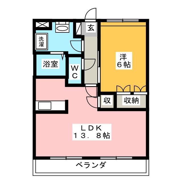 クレッシェンド(1LDK/2階)の間取り写真