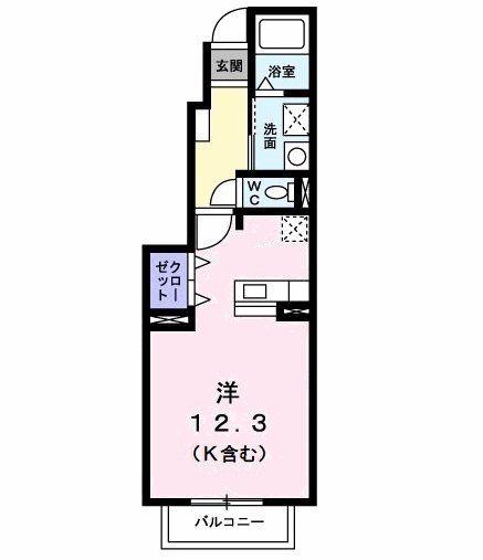 エスポワールIII(ワンルーム/1階)の間取り写真