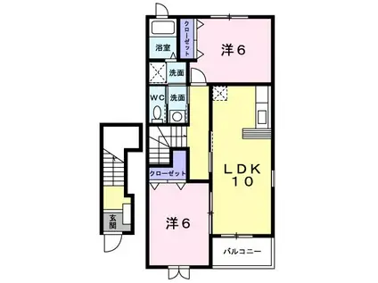 ディスリュミエール(2LDK/2階)の間取り写真