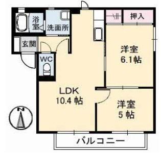 シャーメゾンマリンコート(2LDK/2階)の間取り写真