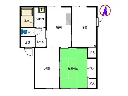 サンフラワー武蔵野台C棟(2LDK/1階)の間取り写真