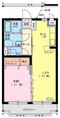 クローバー(1LDK/4階)の間取り写真