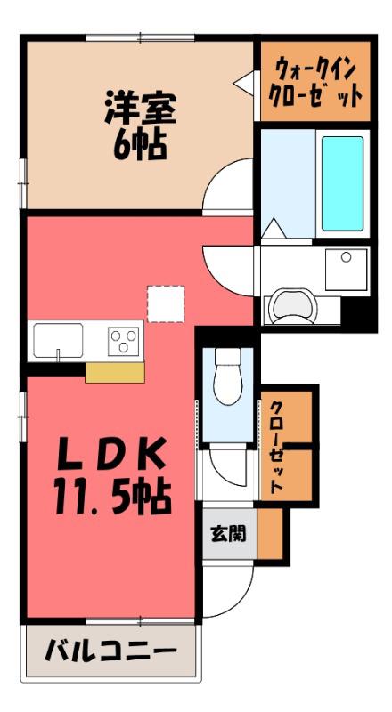 ウィステリアイズミ(1LDK/1階)の間取り写真