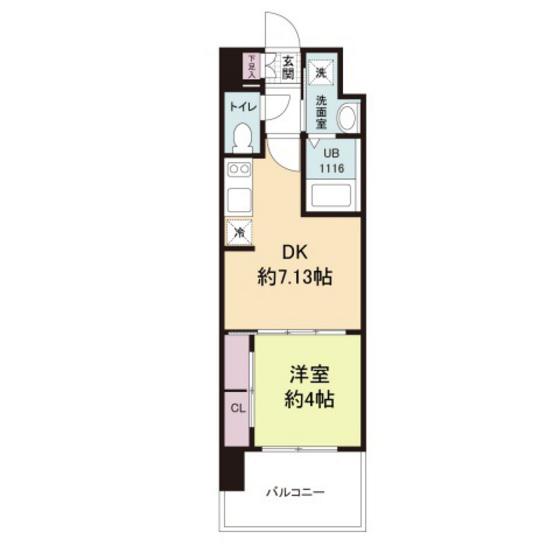 ヴィラ博丈昭和町(1DK/9階)の間取り写真