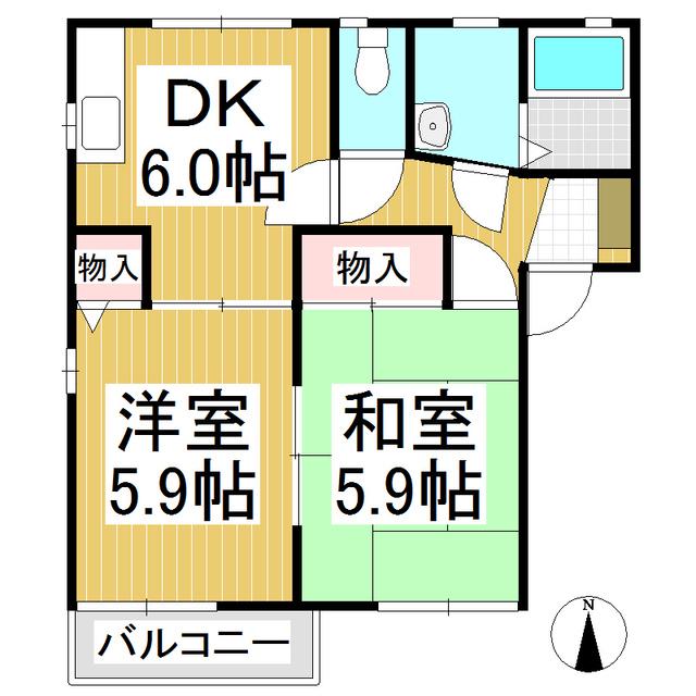 セフィーラ小島IIB棟(2DK/1階)の間取り写真