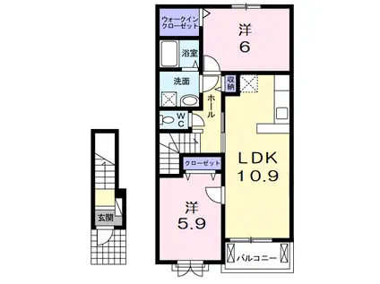 RIRIA VII V(2LDK/2階)の間取り写真